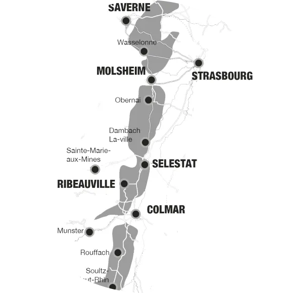 Map of Alsace region