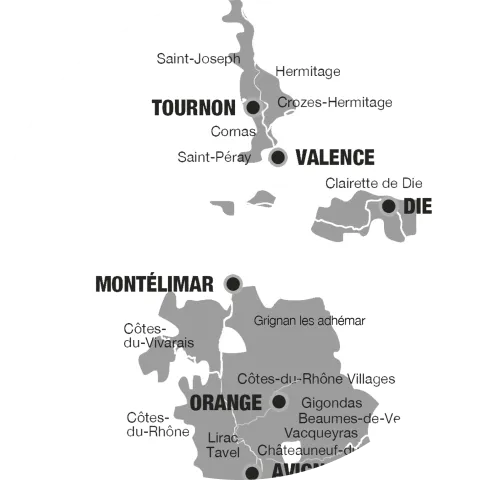 Map of Vallée du Rhône region