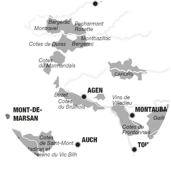Map of Sud Ouest region